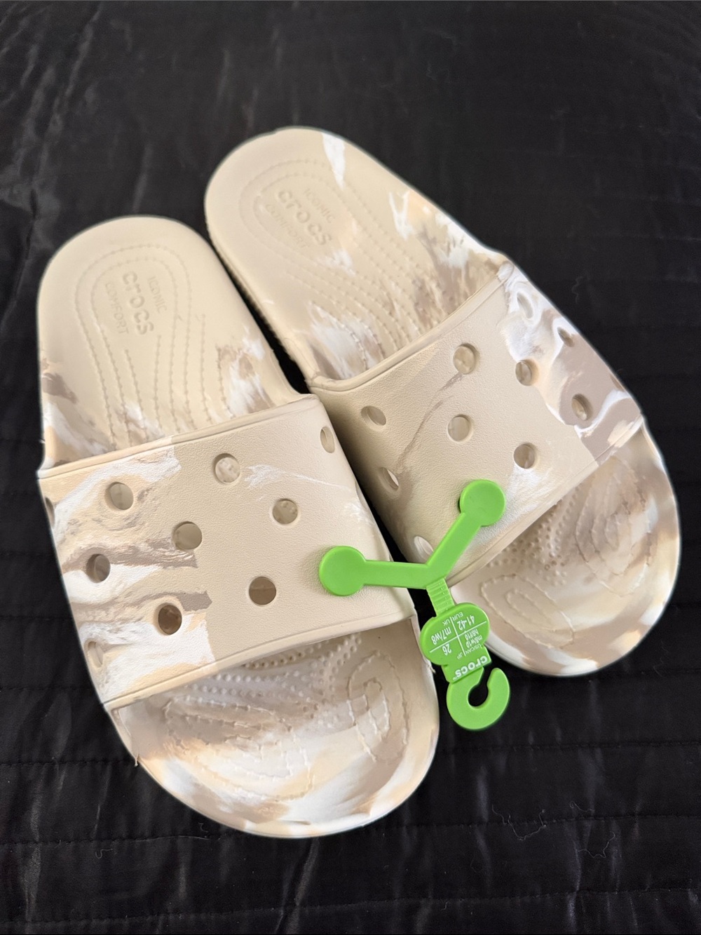 NEW! Classic Crocs Marbled Slides M8 W10 Bone/Multi shoes
